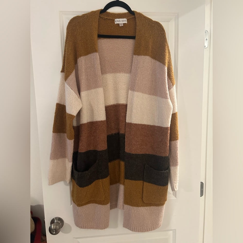 Knox Rose Colorblock Cardigan - Mustard, Gray, Cream, Pink